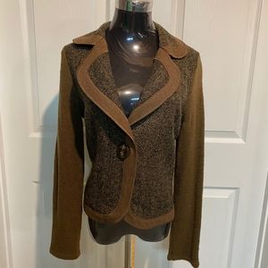 Brown Tweed Blazer Jacket Size L